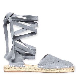 Blue Leather Suede Espadrille Lace Up Ankle Loafer Sandals by Steve Madden NEW